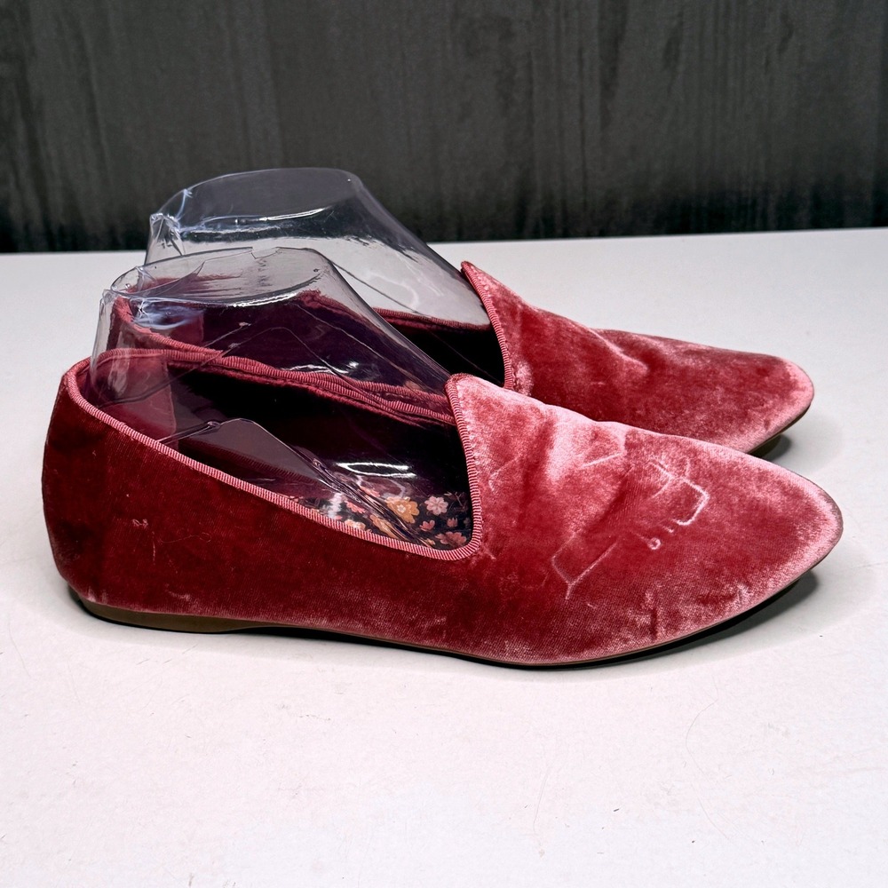 Birdies The Starling Loafers Womens Sz 7.5 Raspberry Pink Velvet Flat Slip On - Picture 4 of 11